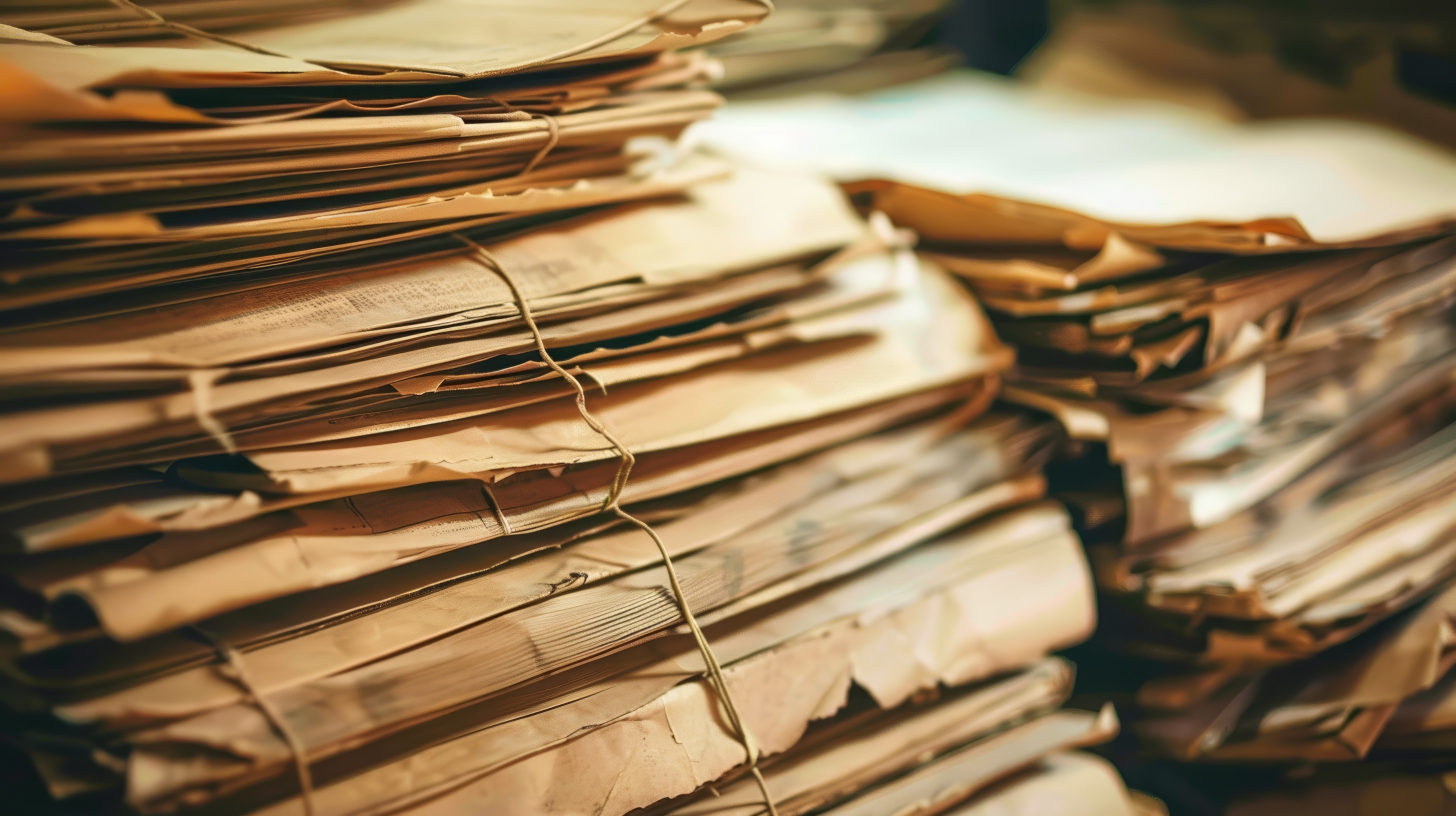 Stack of old files and papers