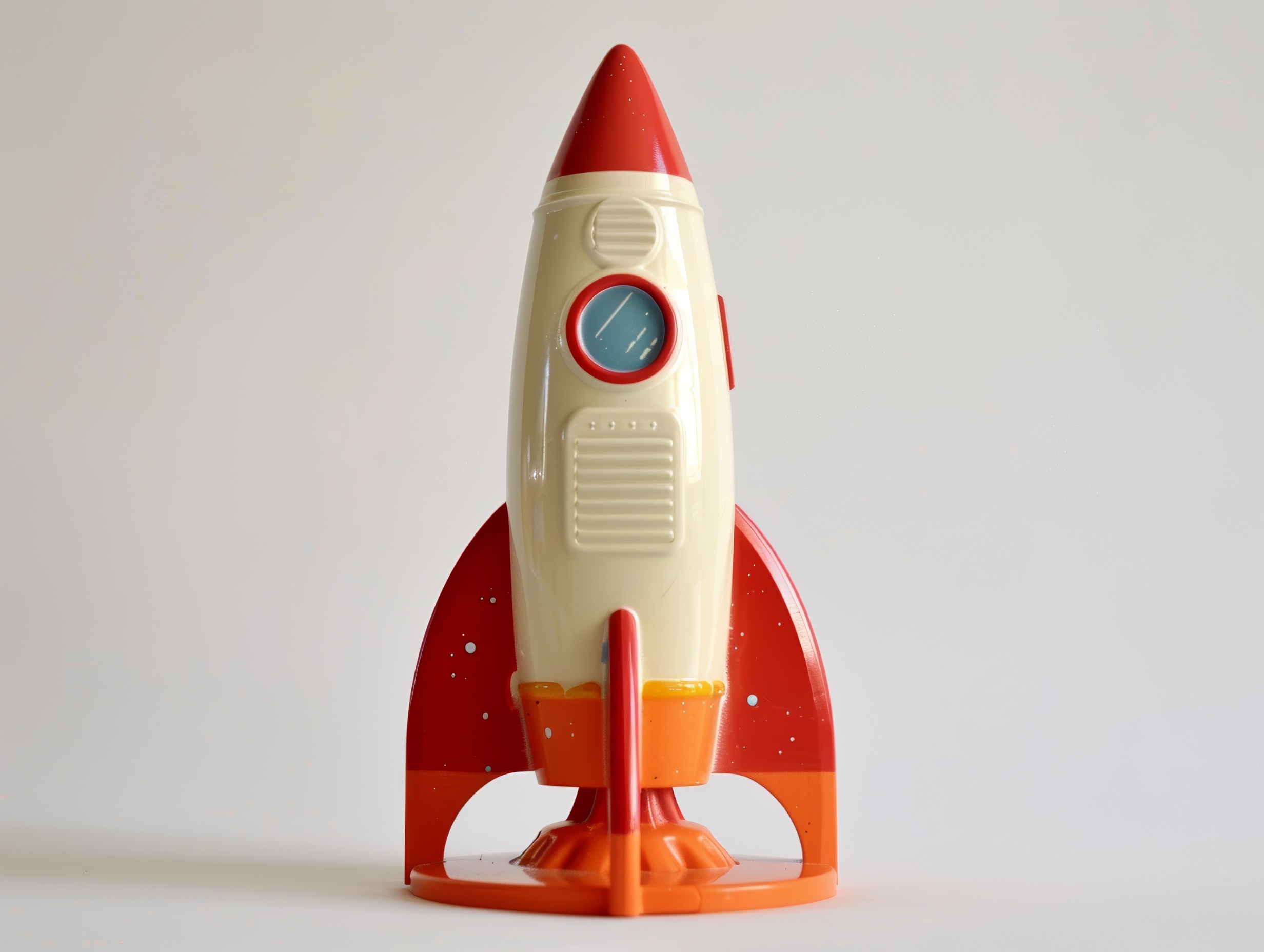 Toy rocket space ship, isolated on white