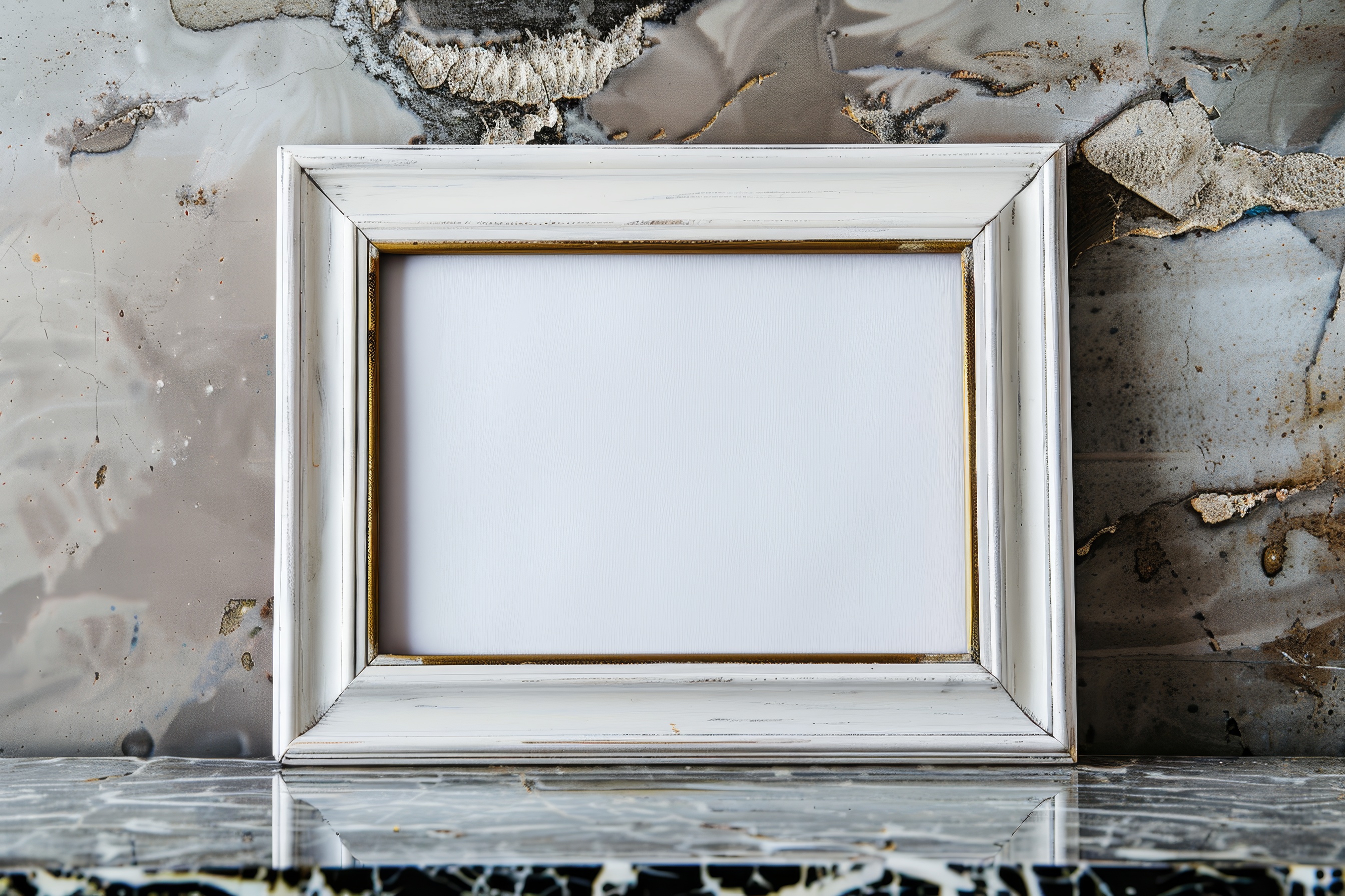 Vintage wooden frame on wall background