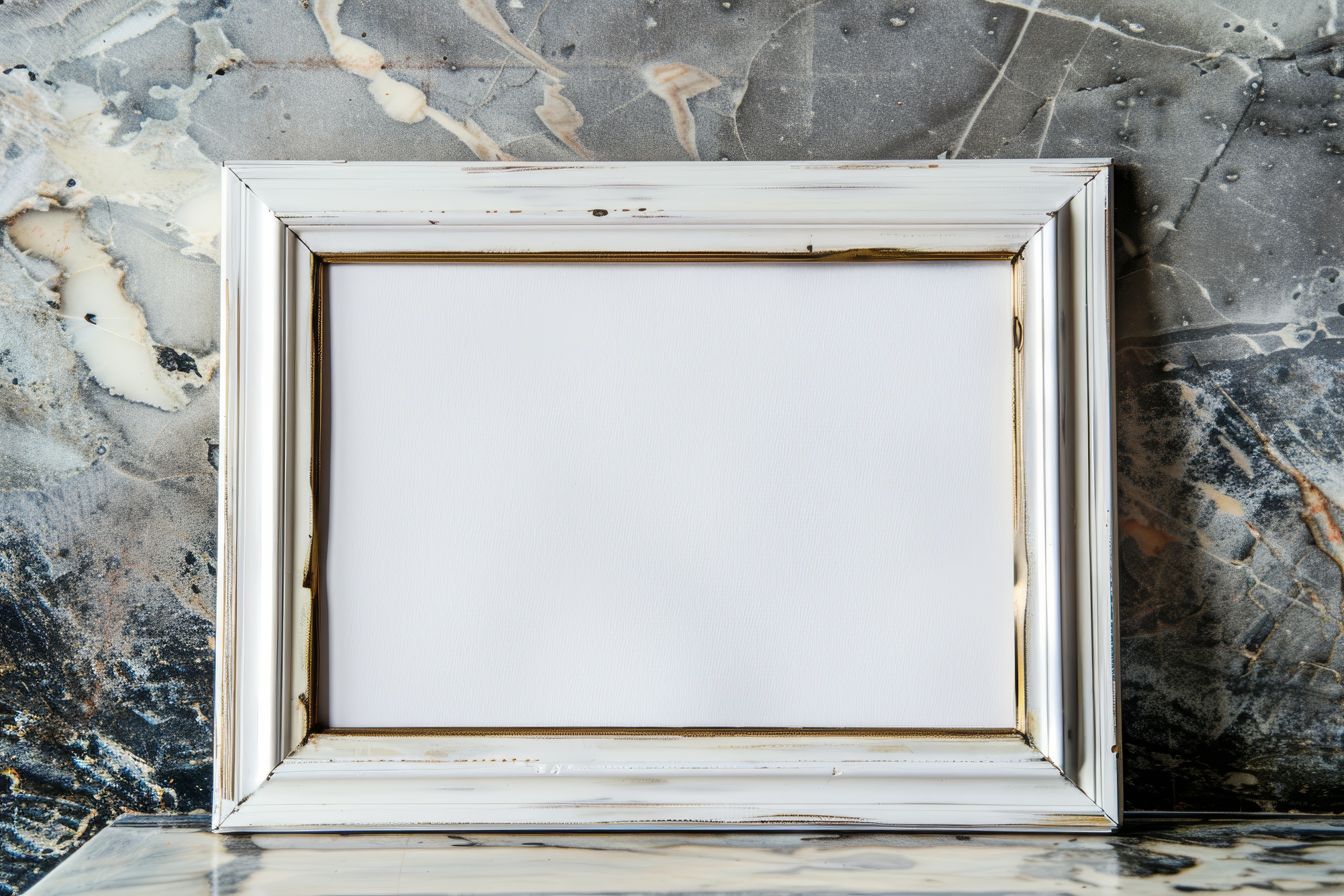 Vintage wooden frame on wall background