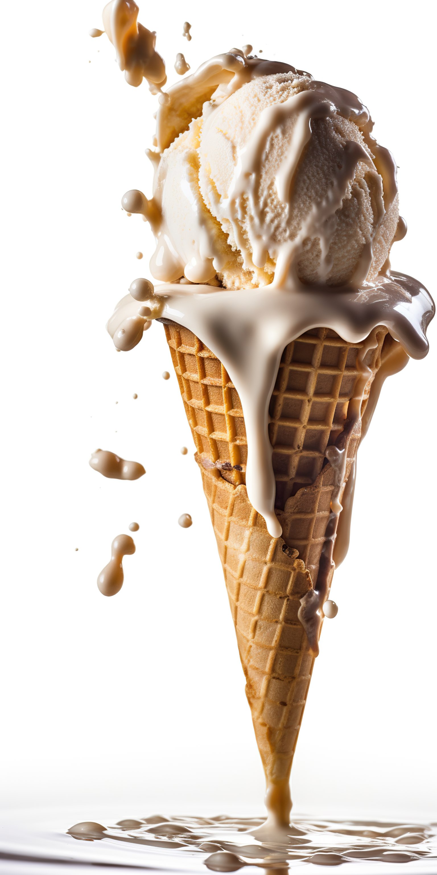 Wafer cone with creamy vanilla ice cream