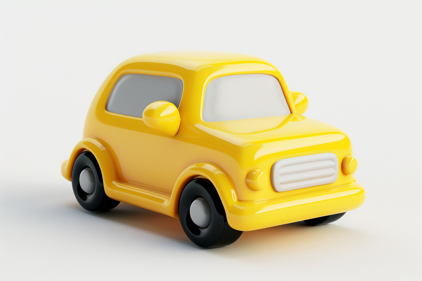 Yellow Toy Car On White Background