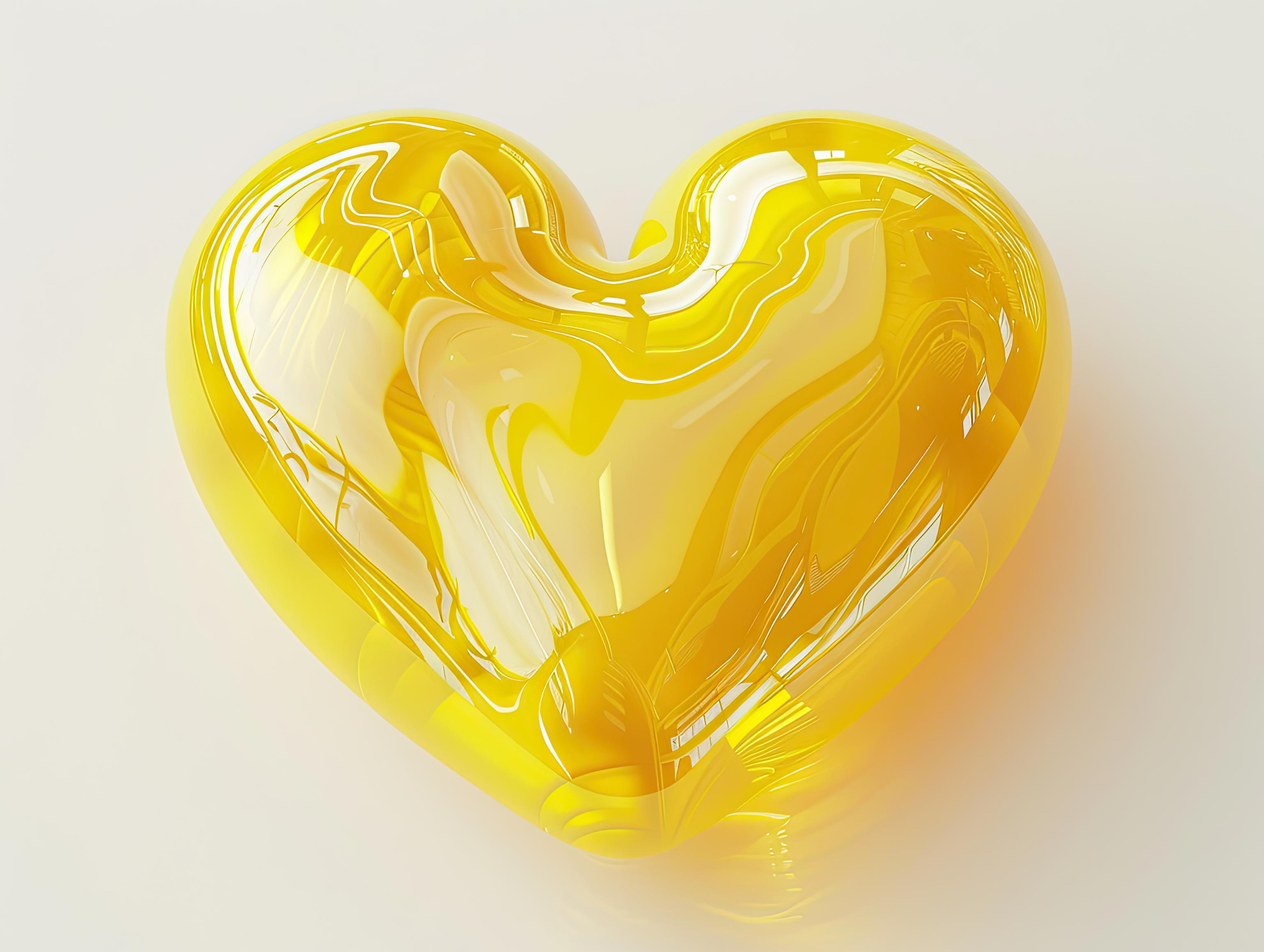 Yellow heart, Love, wedding, marriage ceremony and Valentine's Day romantic celebration 3d concept