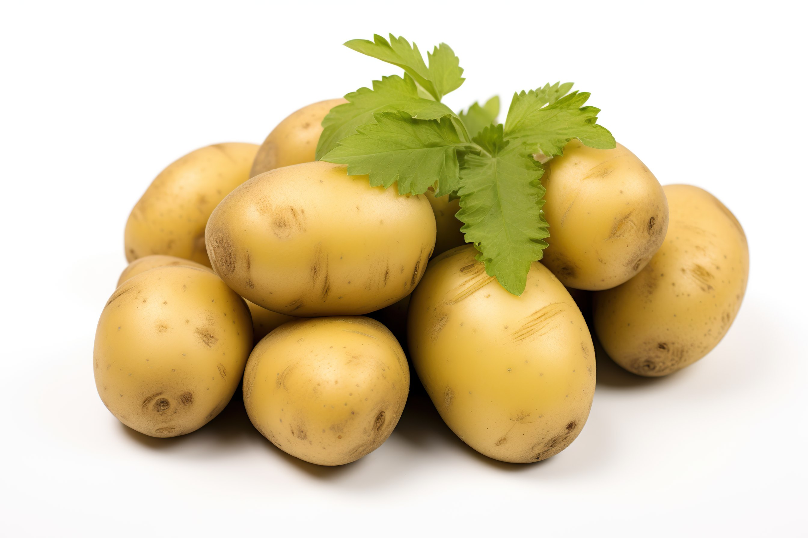 Young Fresh potatoes, organic potato, isolated on white background