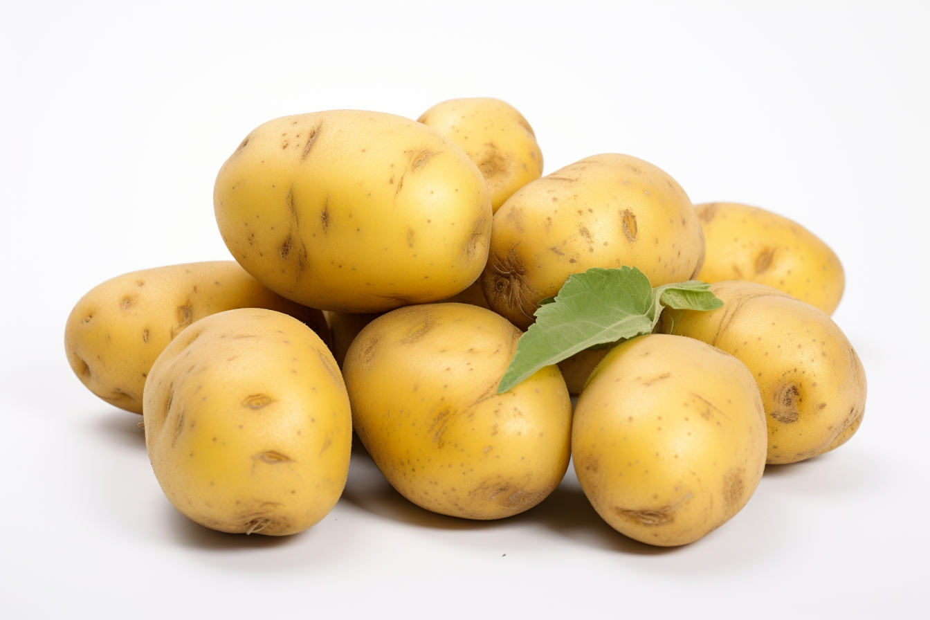 Young Fresh potatoes, organic potato, isolated on white background