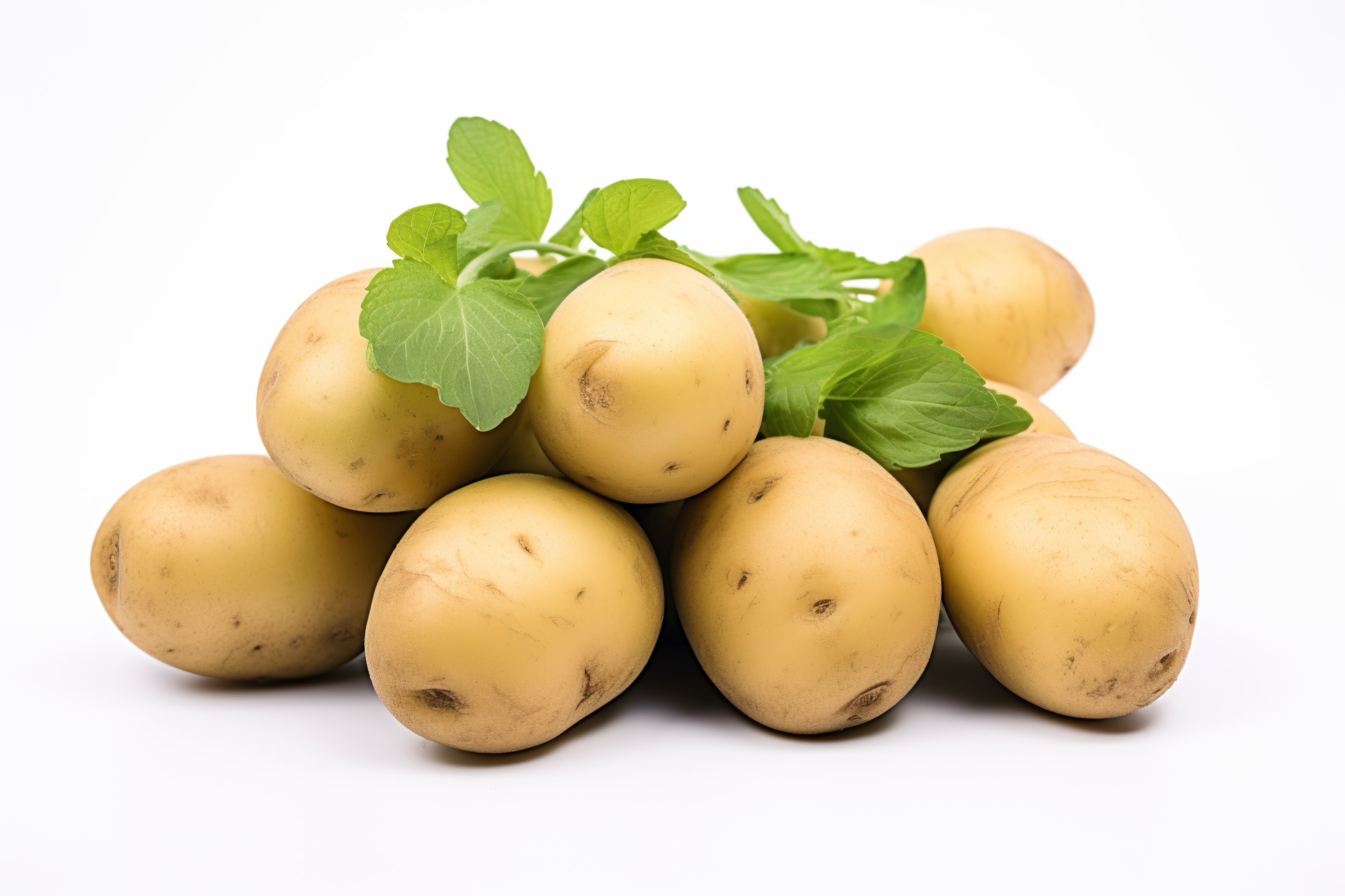 Young Fresh potatoes, organic potato, isolated on white background