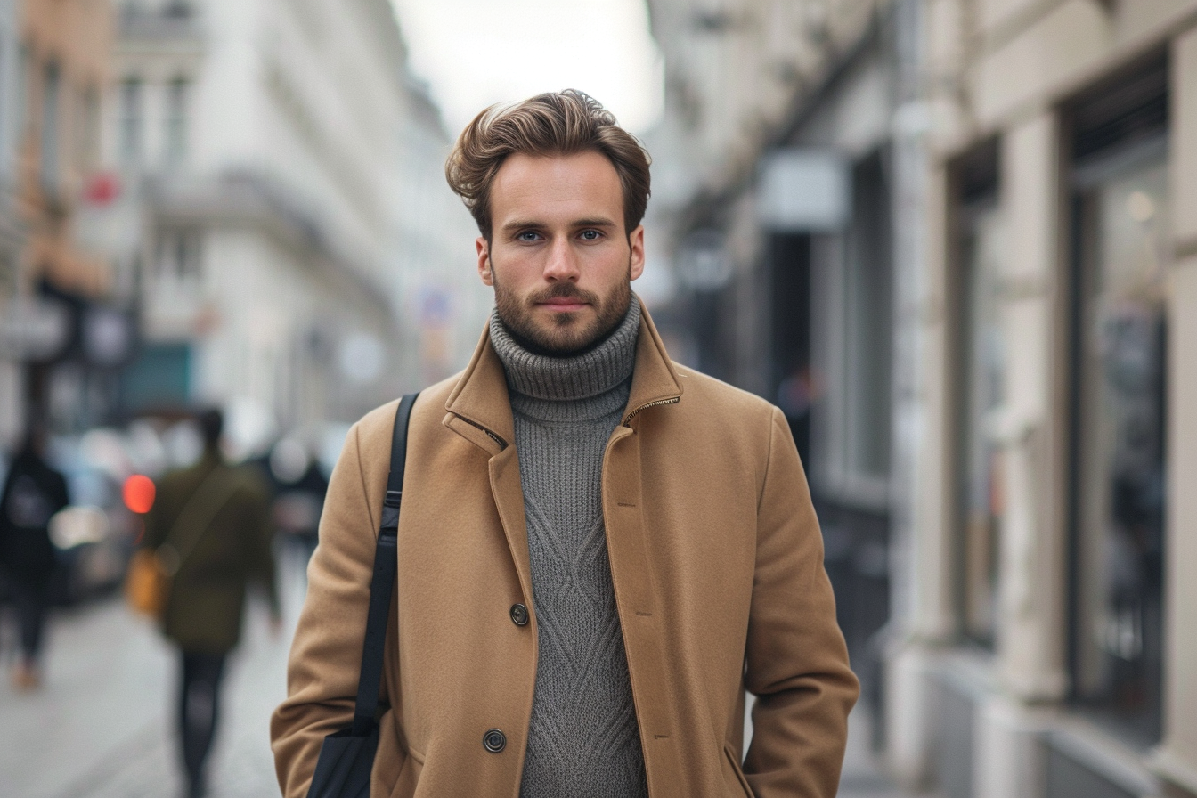 Young handsome man with beard wearing casual outfit, Sad expression, Generative AI