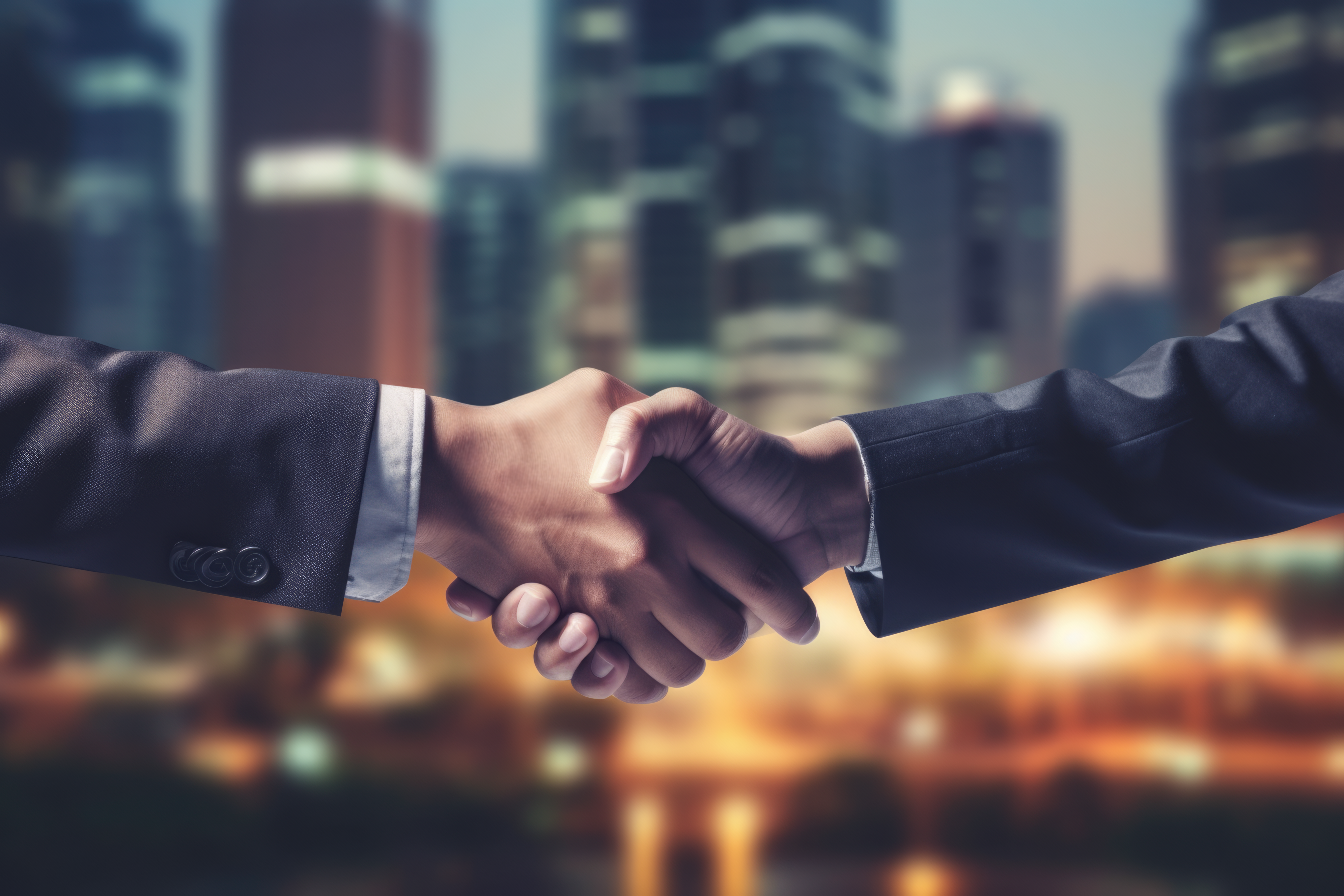 businessmen making handshake with partner