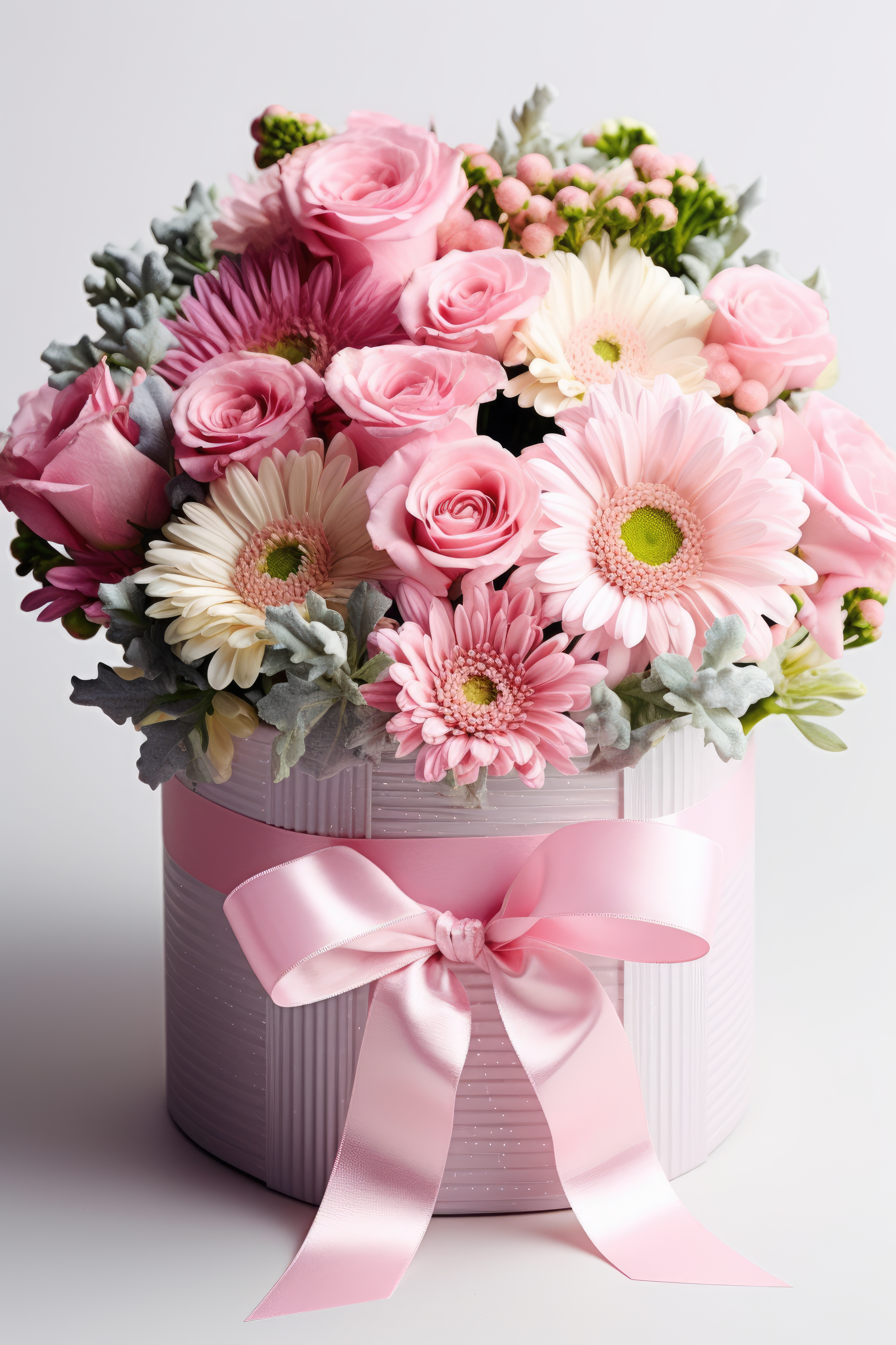 Pink flower bouquet with fresh roses