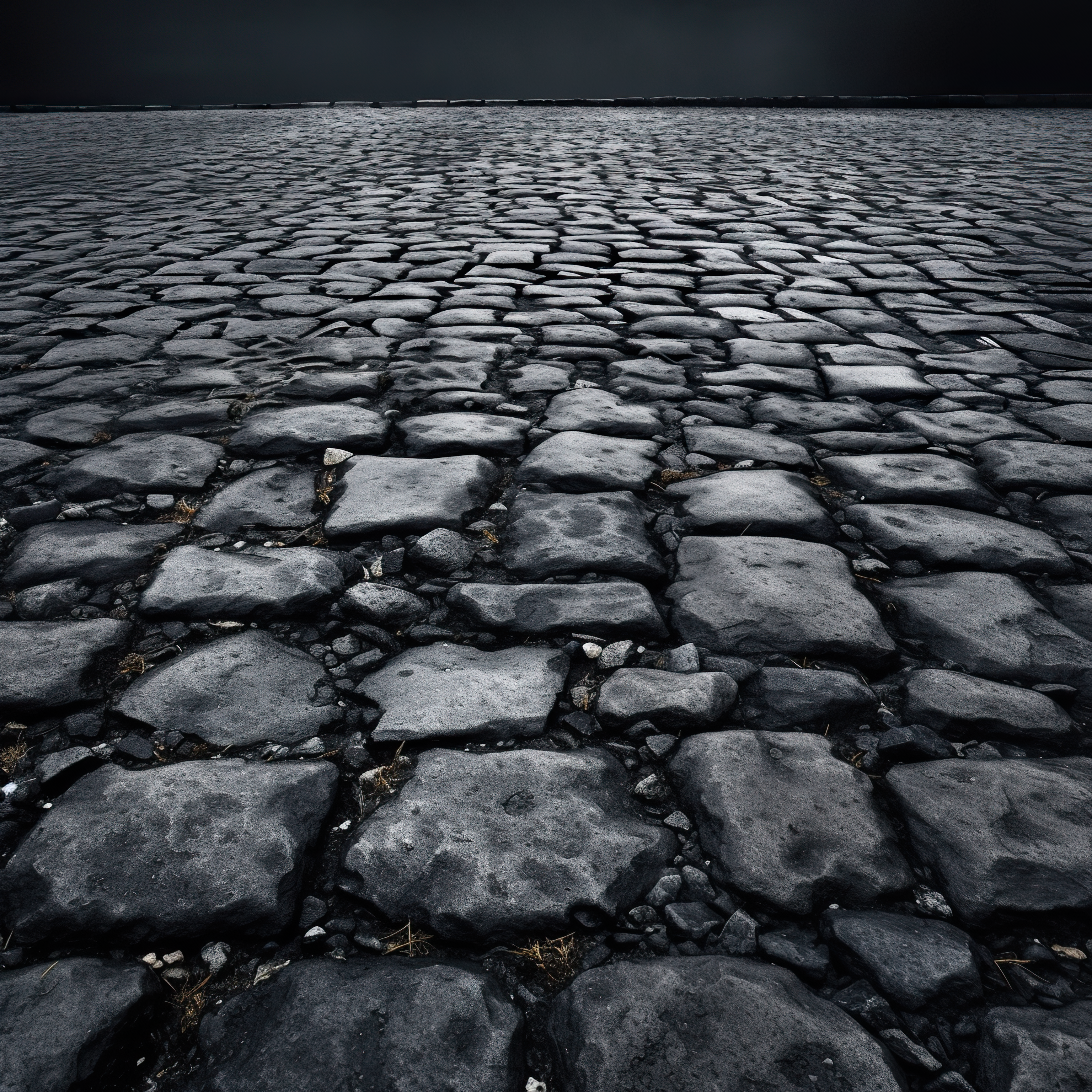 the texture of asphalt paving stones, stone road