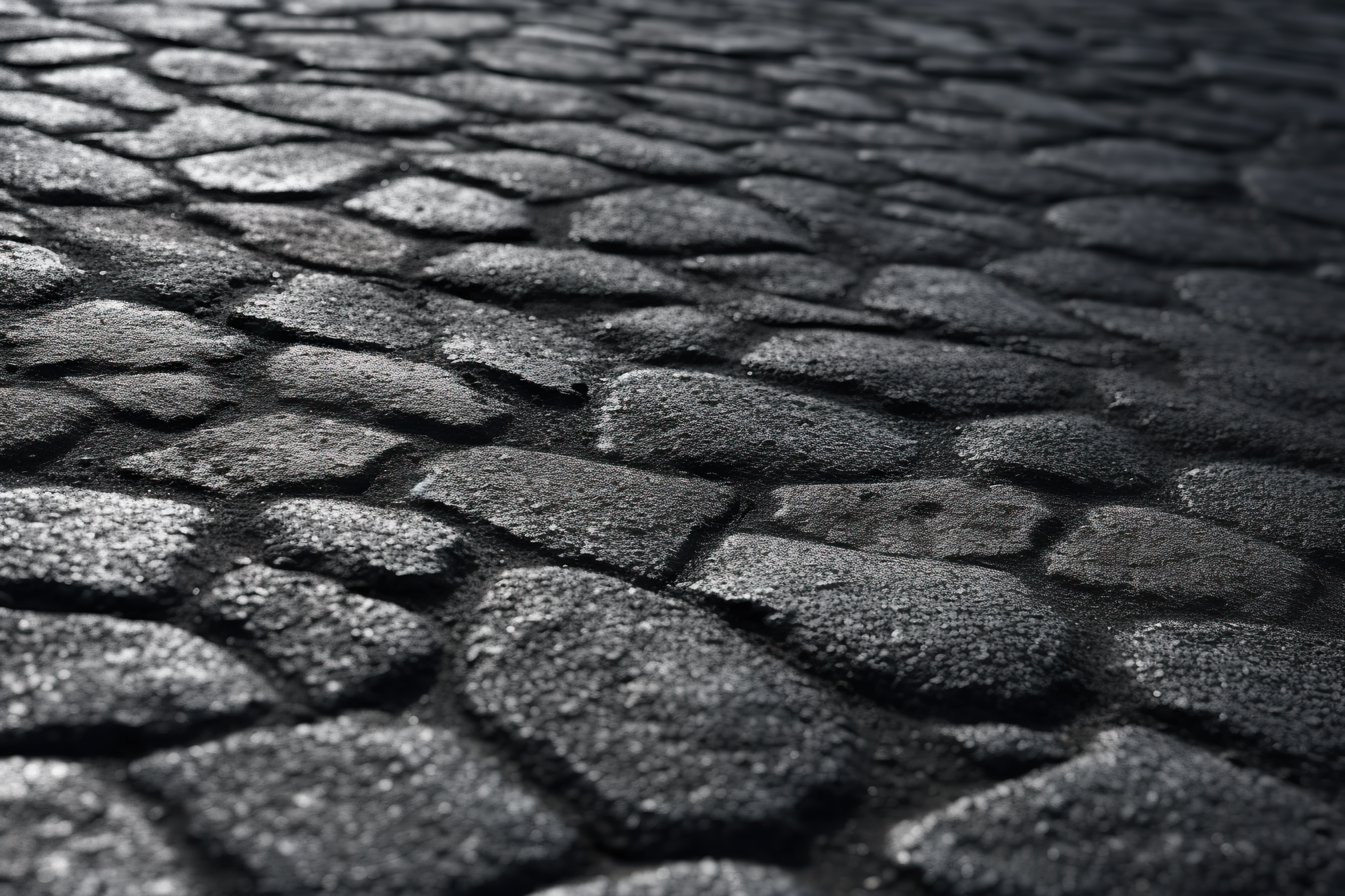 the texture of asphalt paving stones, stone road