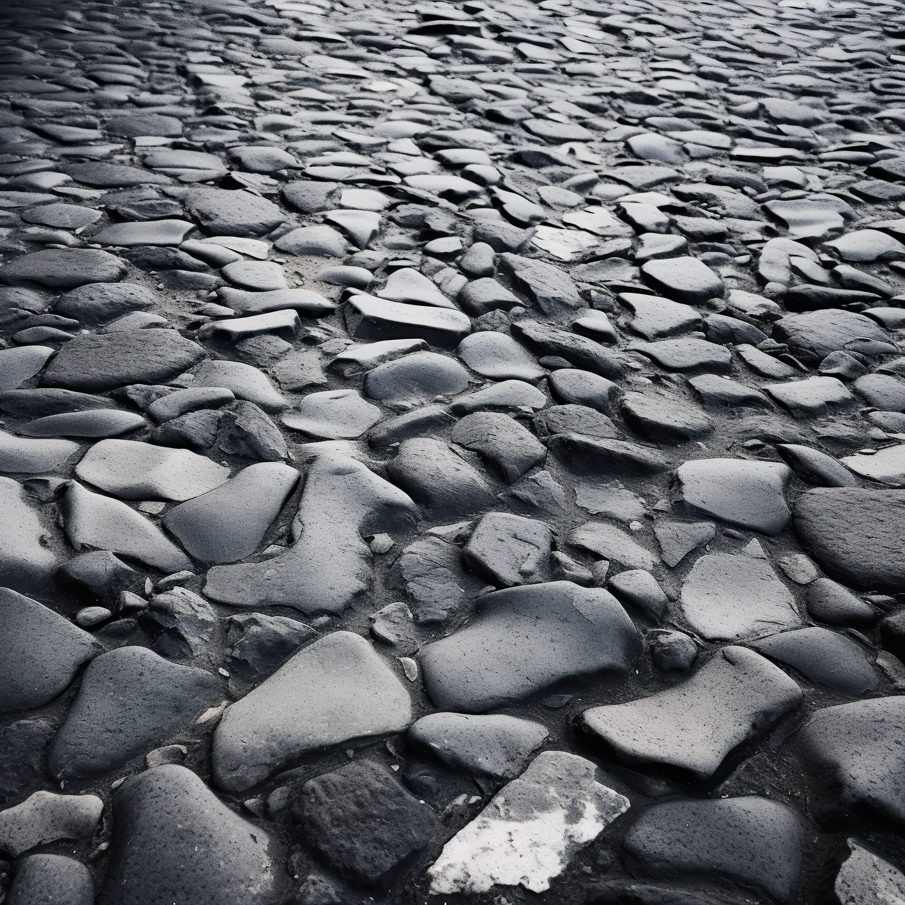 the texture of asphalt paving stones, stone road