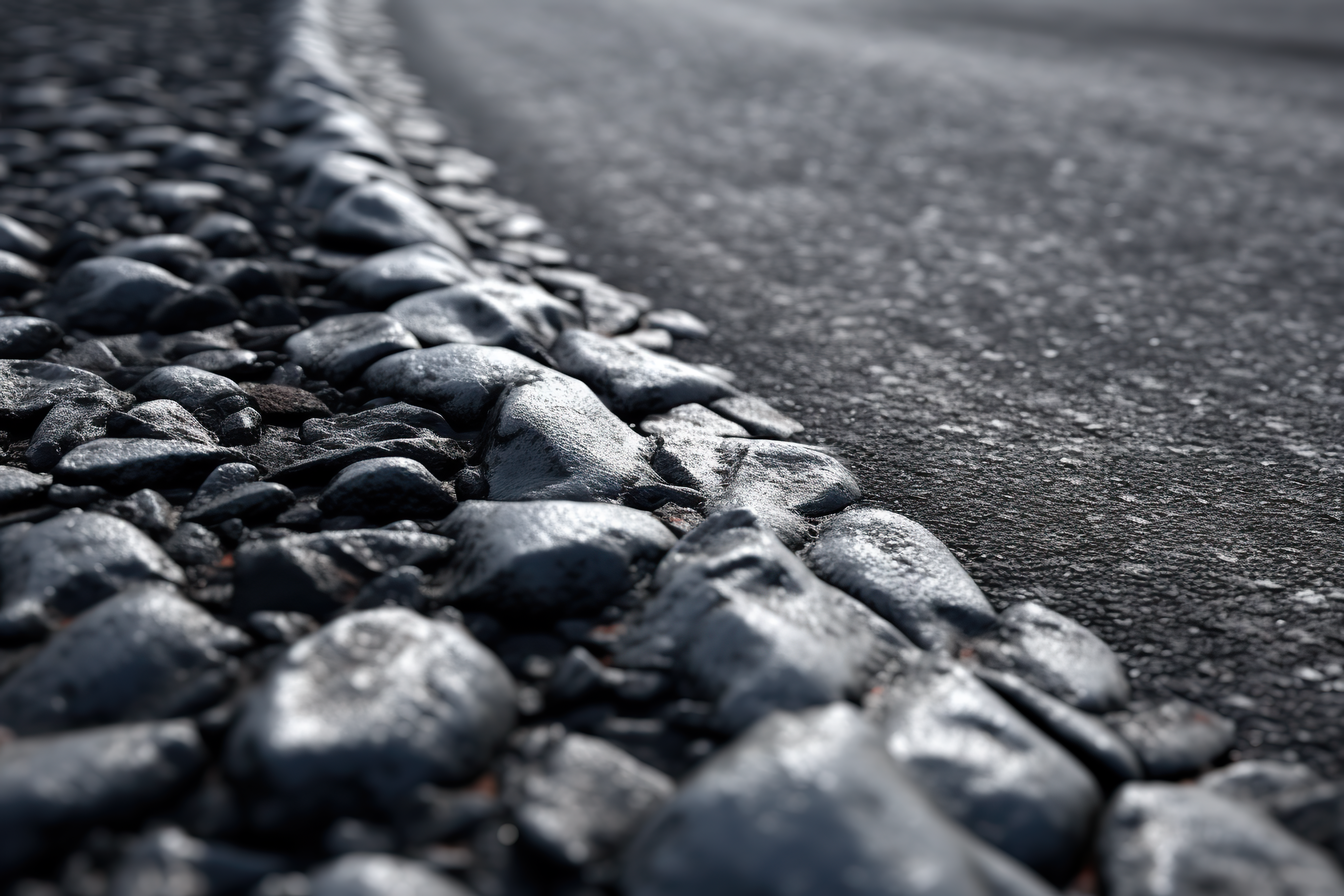 the texture of asphalt paving stones, stone road